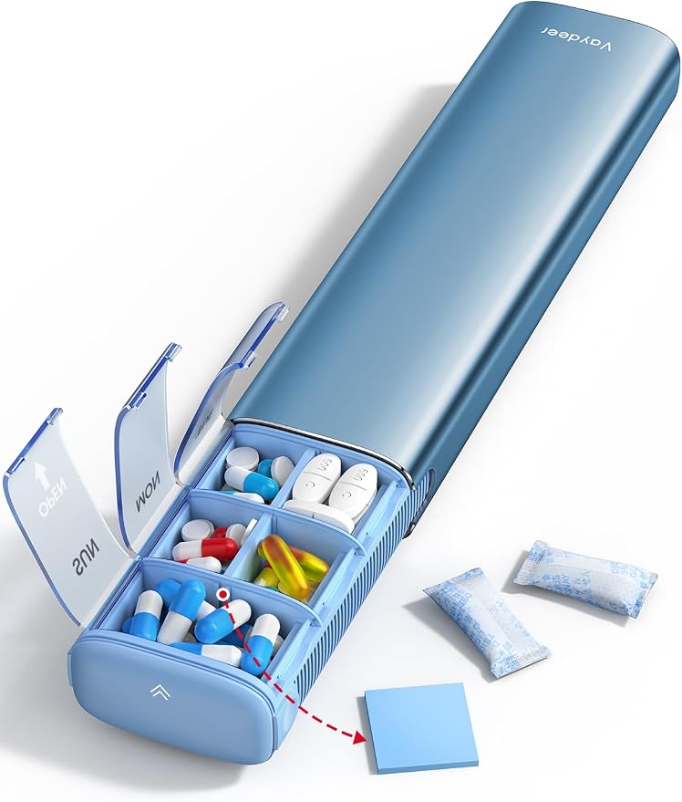 VAYDEER Metal Weekly Pill Organizer – Moisture-Proof Travel Pill Organizer by Vaydeer