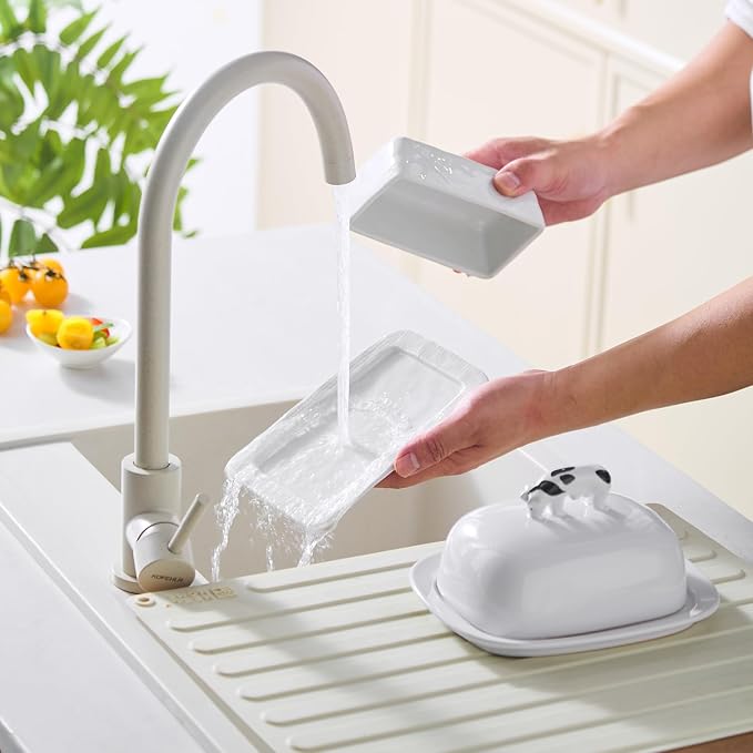 Butter Dish with Lid for Countertop, 7.2" x 4.7" Ceramic Butter Keeper Container - Image 6