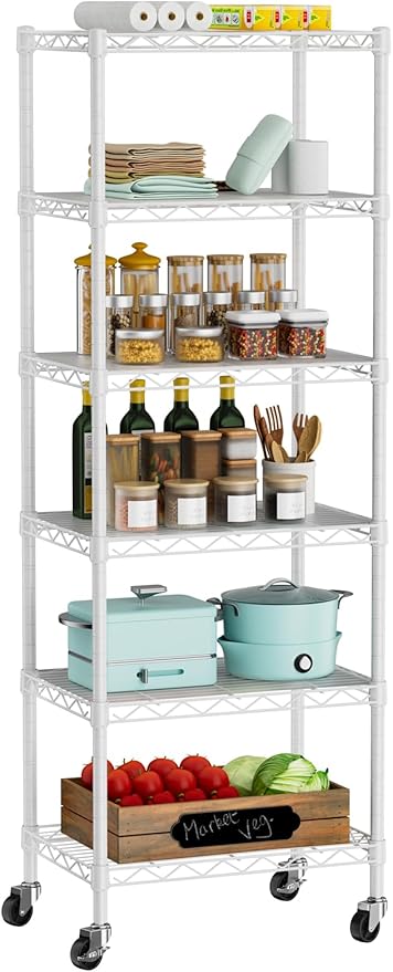 Small 6 Tier Shelf Storage Wire Shelving Unit Metal Shelves Adjustable by Golpart
