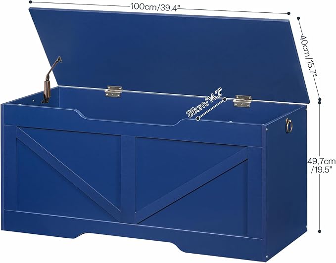 HOOBRO Storage Bench, 39.4" Retro Wooden Storage Chest - Image 3