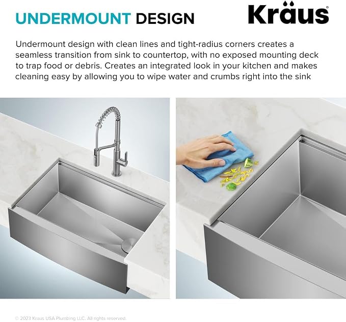 KRAUS Kore 36-Inch Farmhouse Workstation 16 Gauge Single Bowl Stainless Steel - Image 6