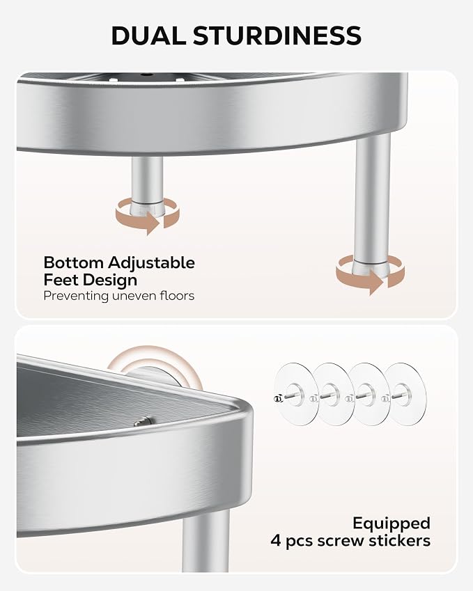 Nieifi Corner Shower Caddy Stand-5 Tier Rustproof Anodized Aluminum Standing - Image 5