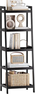 SMIBUY Bamboo Ladder Bookcase, Bathroom Storage Rack Organizer, 4 Tier and 5 by SMIBUY