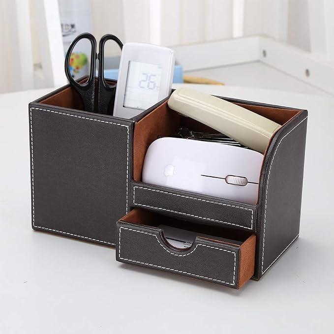 KINGFOM Desk Organizer Office Supplies Caddy Pu Leather Multi-function Storage - Image 6