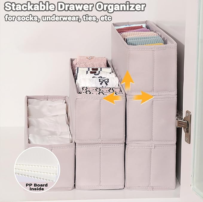 MURRI&MURRDI Mini Foldable Clothes Drawer Organizer 6 Pcs, Small Fabric Storage - Image 4