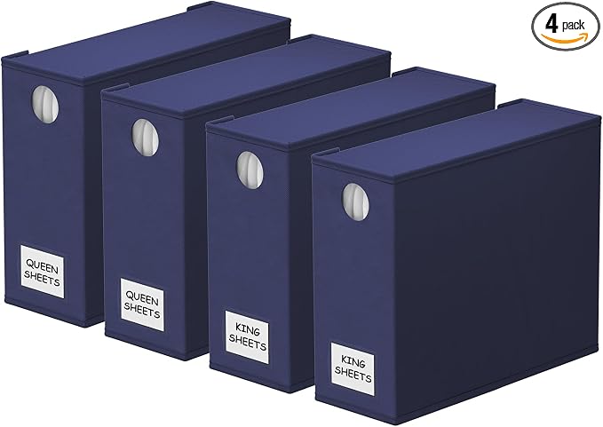 SpaceAid 4 Pack Bed Sheet Organizers and Storage, Foldable Sheet Organizer by SpaceAid