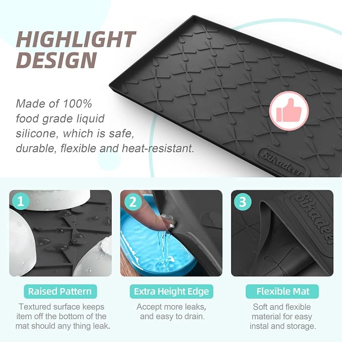 SIKADEER 28" x 22" Under Sink Mat Waterproof, Silicone Mat Kitchen Drawer Shelf - Image 5