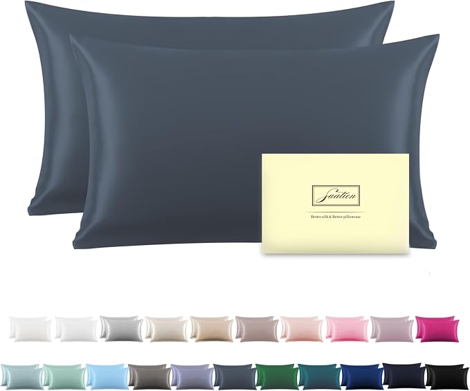 Silk Pillow Cases 2 Pack Soft Breathable and Sliky Queen Size Pillow Cases Set by Suatien