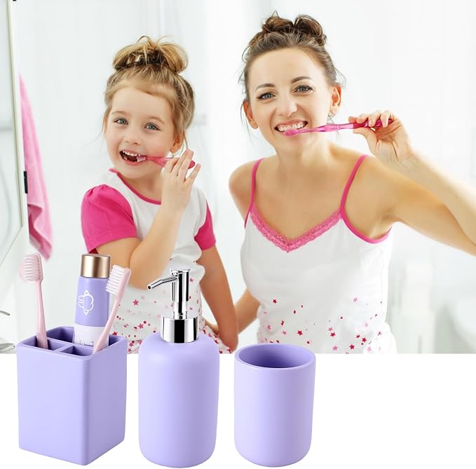 Resin 6 Pcs Purple Bathroom Set Complete - Image 4