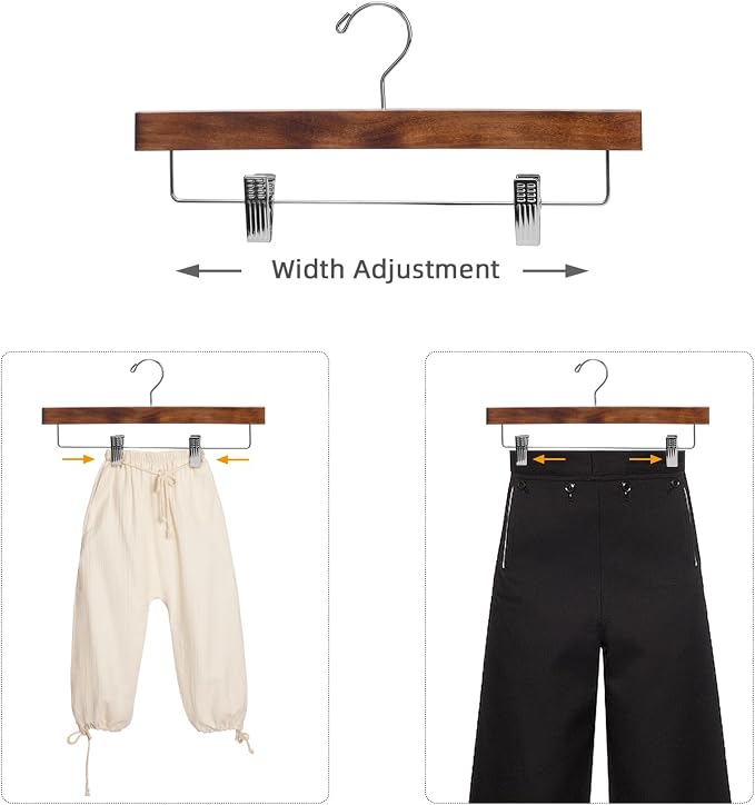 Nature Smile Deluxe Wooden Pants Hangers, Solid Lotus Wood Jeans Skirt Hanger - Image 8