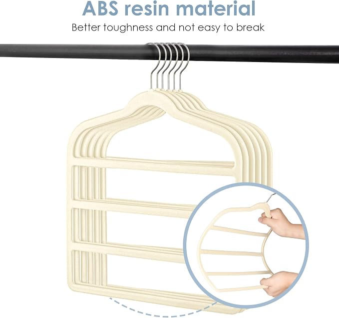 Velvet Hangers Space Saving Non Slip Pant Velvet Hangers, DUDUCOFU 8 Pack Beige - Image 3