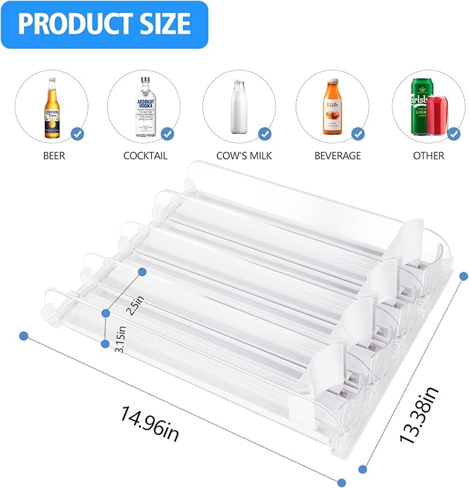 SOLY Drink Organizer for Fridge, Soda Can Dispenser for Refrigerator, Automatic - Image 3