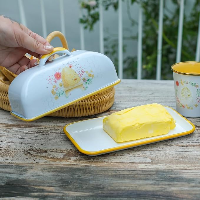 Enameled Farmhouse Vintage Butter Dish - Image 5