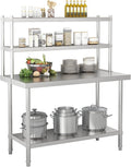 2-Tier Stainless Steel Commercial Work Table 47.2" W x 23.6" D x 31.5" H by Unknown