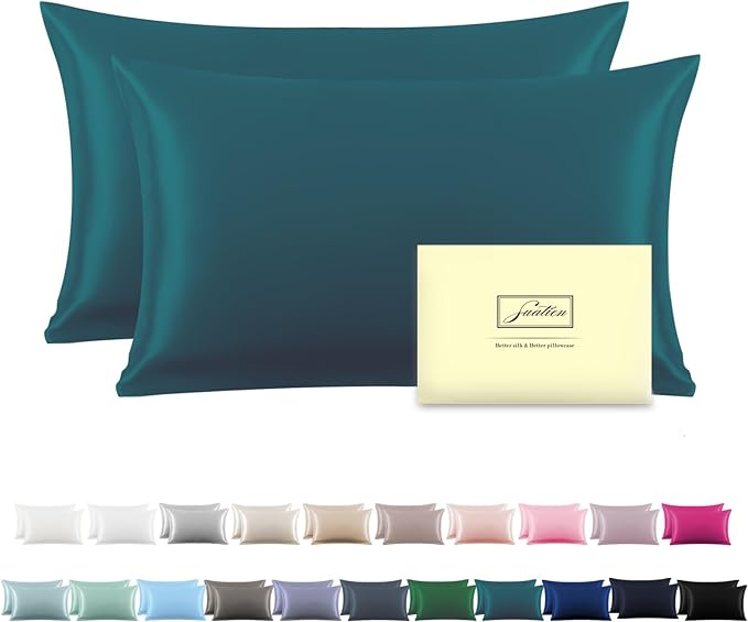 Silk Pillow Cases 2 Pack Soft Breathable and Sliky Queen Size Pillow Cases Set by Suatien