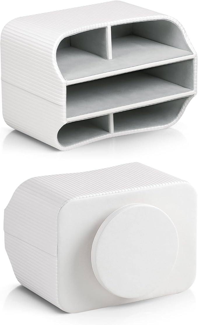 PU Leather Remote Control Holder, 360 Degree Rotating Desk Organizer Storage - Image 8