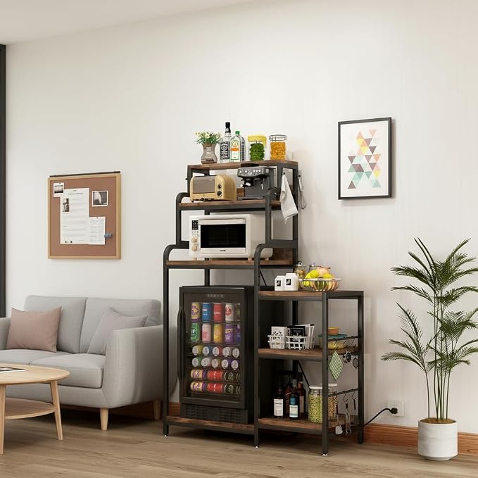 7-Tier Kitchen Storage Rack, Mini Fridge and Microwave Stand - Image 7