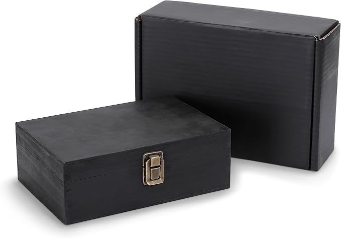 makerflo Large Black Pine Wood Memory Box by makerflo