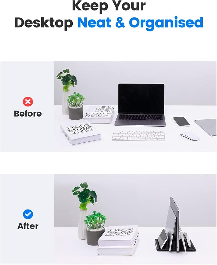 3-Slot Vertical Laptop Stand Holder, Adjustable ABS Plastic Desktop Notebook - Image 6