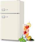Mini Refrigerator with Freezer Small Fridge Double Door Side Drink Holder by TACOOL