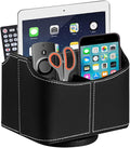 PU Leather Remote Control Holder, 360 Degree Spinning Desk TV Remote Caddy by Arniche
