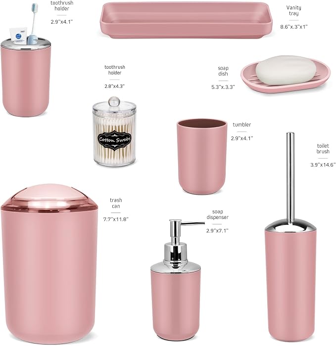 IMAVO Bathroom Accessories Set, 9 Pieces Bathroom Accessory Set, Qtip Holders - Image 3