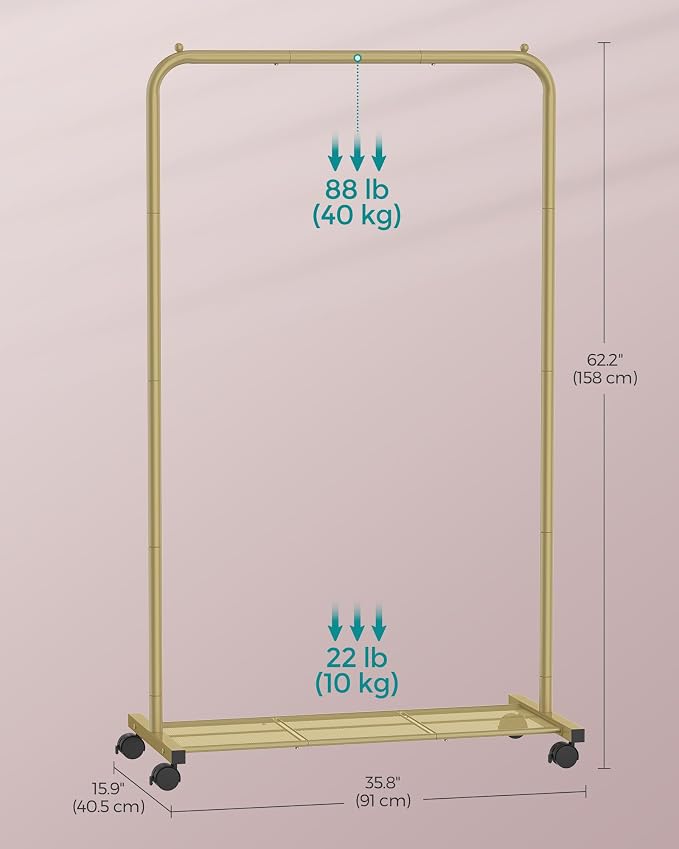 SONGMICS Clothes Rack with Wheels, Clothing Rack - Image 8