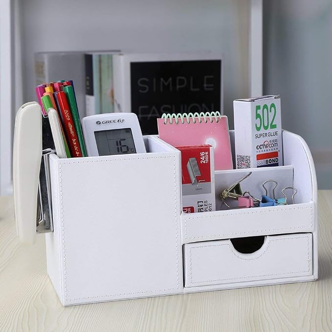 KINGFOM Desk Organizer Office Supplies Caddy Pu Leather Multi-function Storage - Image 4