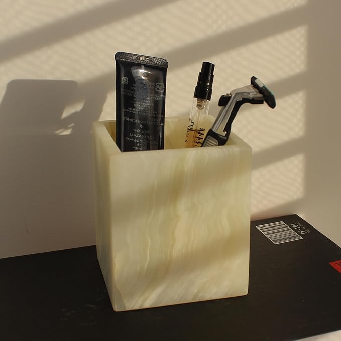Natural Light Green Onyx Toothbrush Holders - Image 5