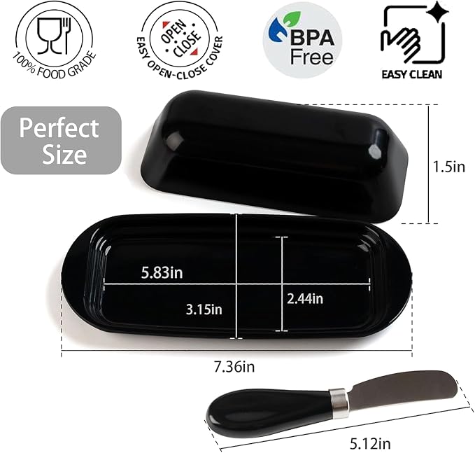 Butter Dish with Lid and Knife, Durable Countertop & Fridge Butter Keeper - Image 3