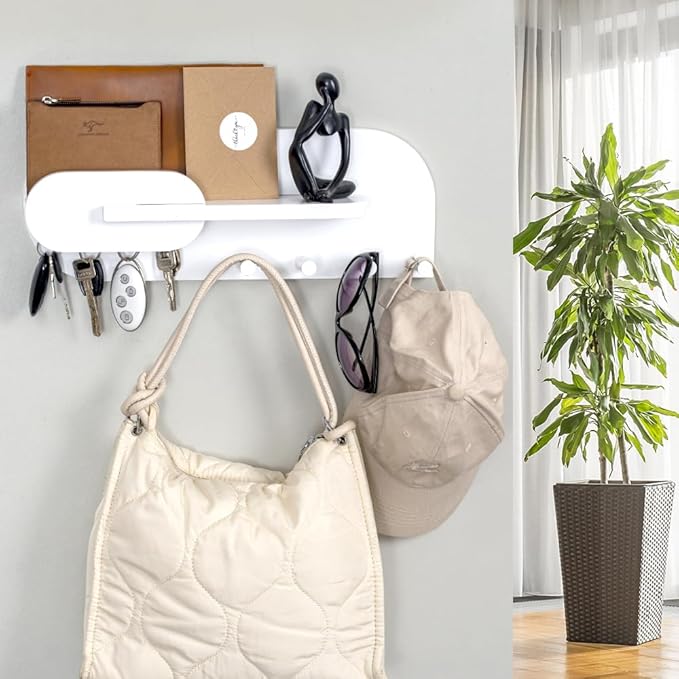 White Solid Wood Mail and Key Holder - Image 7