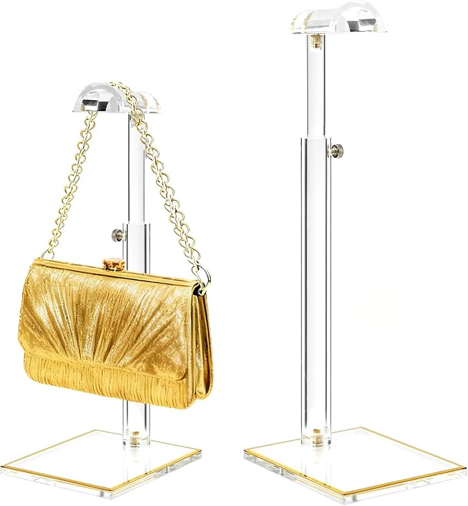 Adjustable Purse Display Stands, Acrylic Purse Holder Stand, 8.5mm Thick Base by SHUNKAIZS