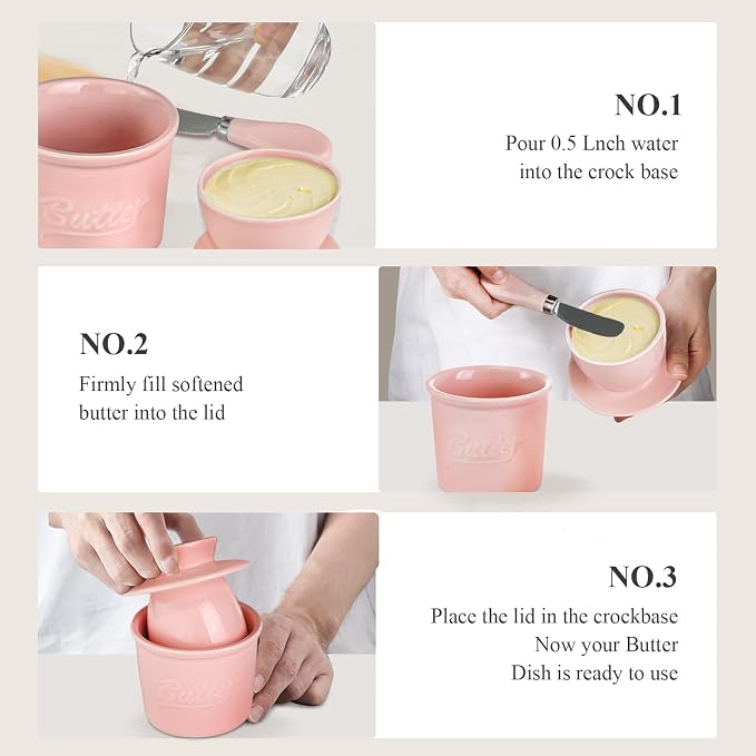 Ceramic Butter Crock with Lid & Spreader Knife, Butter Keeper - Image 5