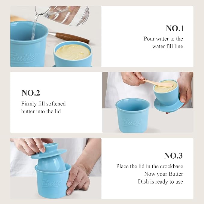 Butter Crock for Counter with Water, French Butter Keeper for Spreadable Butter - Image 4
