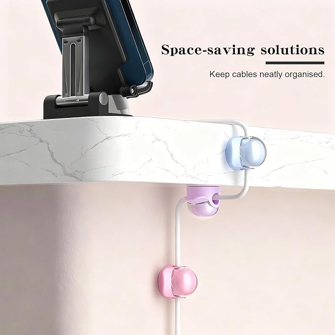 Eiito Cord Organizer Spring Cable Management Clips -Desk Cord Holder, Adhesive - Image 3