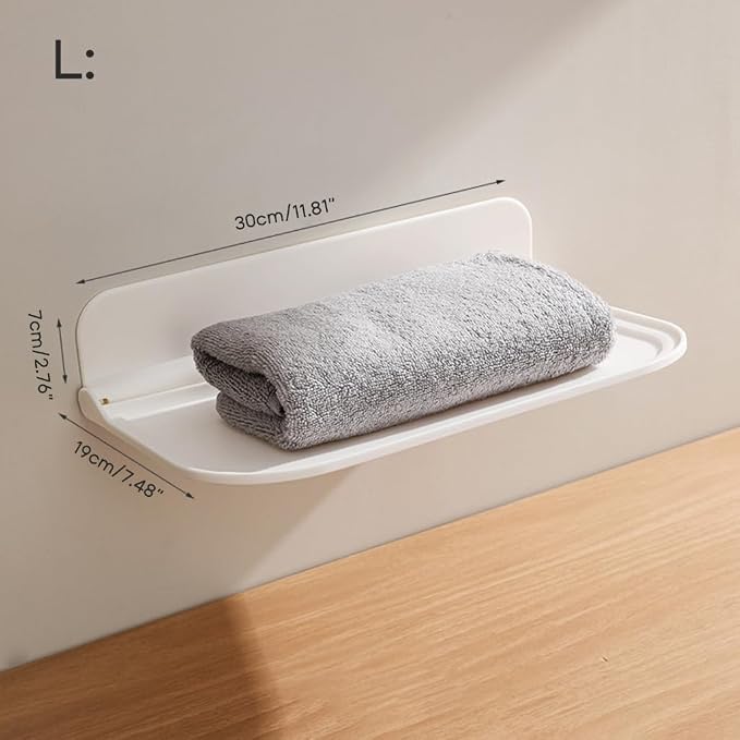 Wall Mounted Small Floating Shelf, Foldable Adhesive Plastics Floating Shelf - Image 3