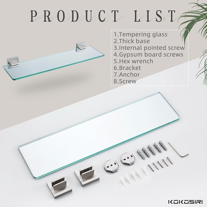 KOKOSIRI Wall Shelves Floating Bathroom Glass Shelf - Image 5