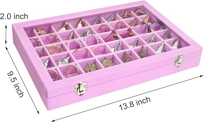 Velvet Jewelry Tray 48 Grid Jewelry Display Tray Organizer Box - Image 3