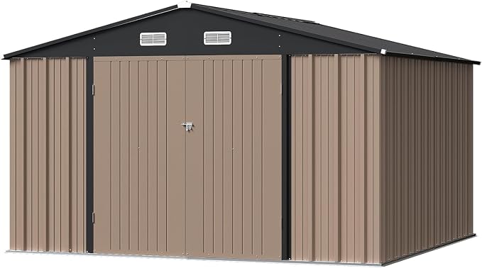 Furniwell 10x10 FT Outdoor Storage Shed, Metal Garden Sheds Outdoor Storage - Image 2