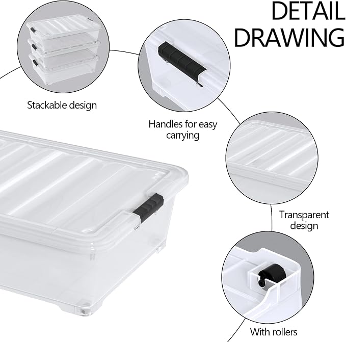 20 Quart Clear Plastic Under Bed Storage Boxes - Image 3