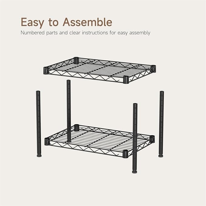 Small 2 Tier Shelves Storage Wire Shelving Unit Metal Shelf Adjustable - Image 8