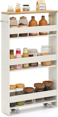 Slim Rolling Storage Cart, 4 Tier Narrow Kitchen Cart by SILKYDRY