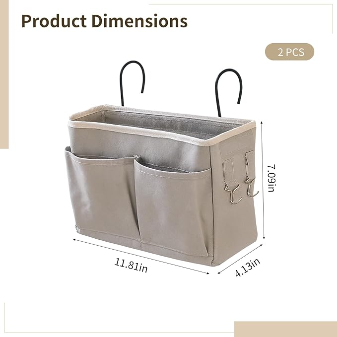 Varku 2 Pcs Bedside Hanging Storage Organizer, Wall Mount Door Caddy Bag - Image 4