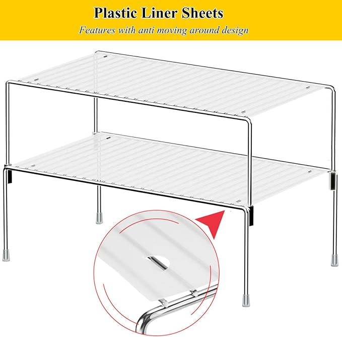 Set of 2 Kitchen Cabinet Organizer Shelves, Stackable Organizer and Storage - Image 4