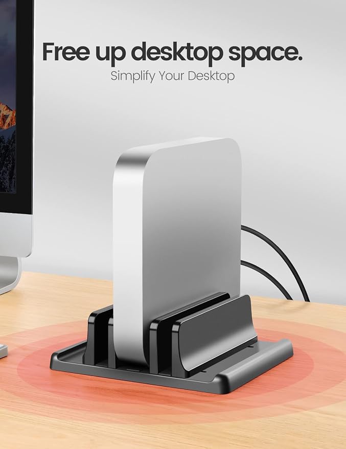 3-Slot Vertical Laptop Stand Holder, Adjustable ABS Plastic Desktop Notebook - Image 8