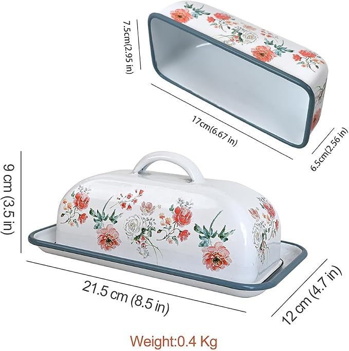 Enameled Farmhouse Vintage Butter Dish - Image 3