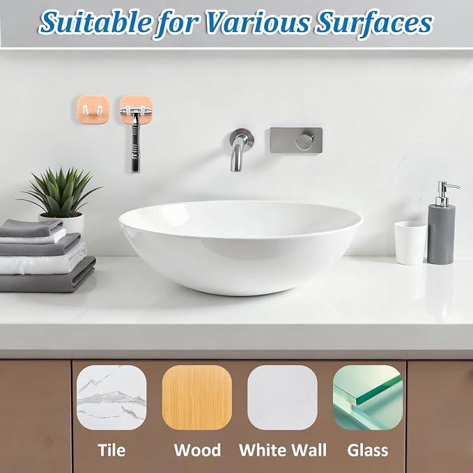 2PCS Solid Shaving Razor Wall Mount Holder, Self-Adhesive Razor Hooks Shelf - Image 5