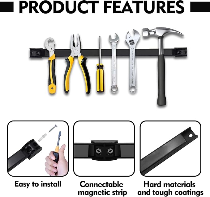 12" Magnetic Tool Holder, 10 Packs Storage Strips Tool Magnet Bar PVC Coated - Image 4