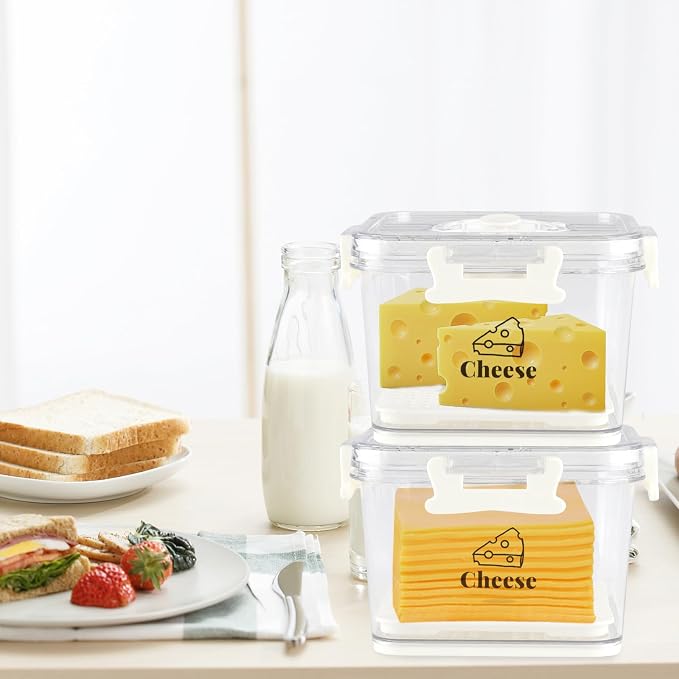 2 Pcs Cheese Container for Refrigerator, Cheese Keeper - Image 5