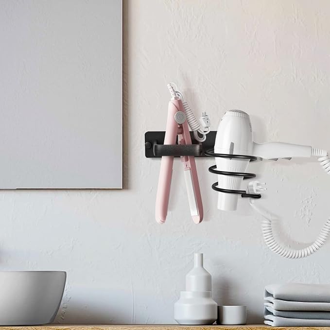 YUET Hair Dryer Holder Hairdryer Station Wall Mounted Spiral Shelf Bracket - Image 5